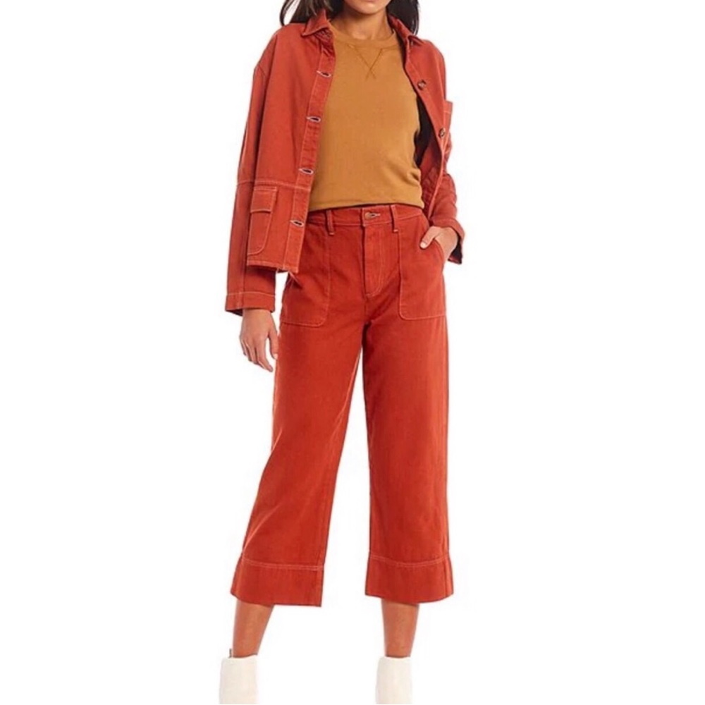 Roller Rabbit Elle twill straight leg High rise Crop poplin Pant size 4 …New!